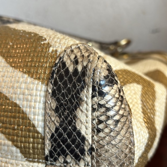 Coach Straw and Snake accented Satchel - Picture 10 of 13